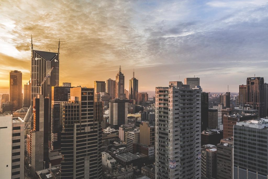 Định cư tay nghề Úc — toàn cảnh thành phố Melbourne lúc hoàng hôn